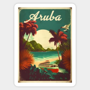 Aruba Caribbean Vintage Travel Art Poster Sticker